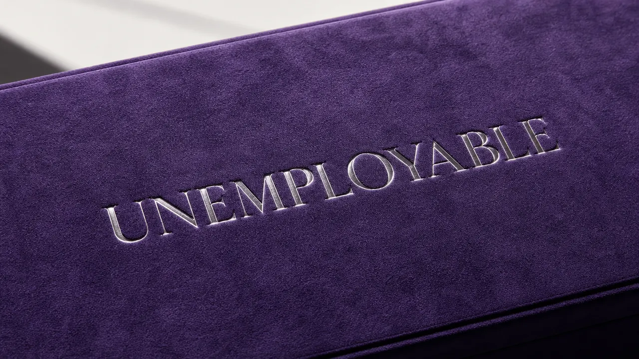 UNEMPLOYABLE pressed into purple suede